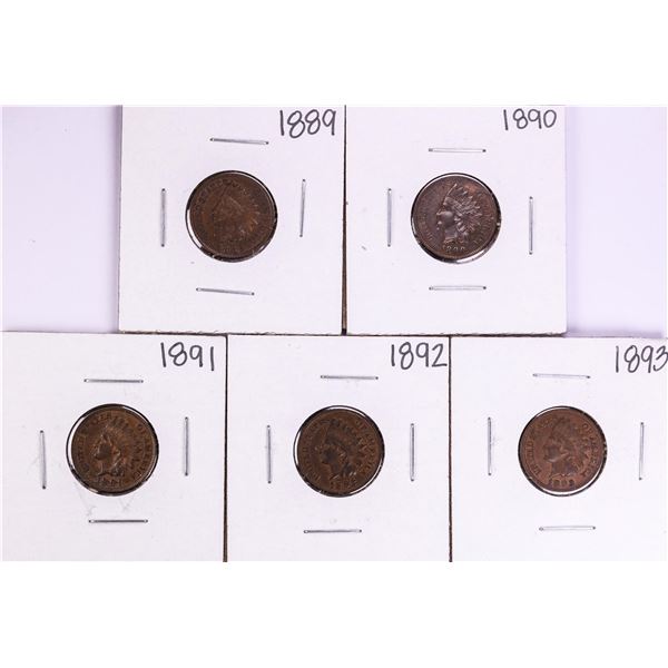 Lot of 1889-1893 Indian Head Cent Coins