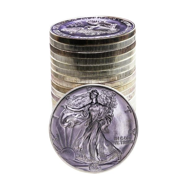 Roll of (20) Brilliant Uncirculated 1994 $1 American Silver Eagle Coins