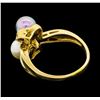 Image 3 : 14KT Yellow Gold Ladies Black and White Pearl Ring