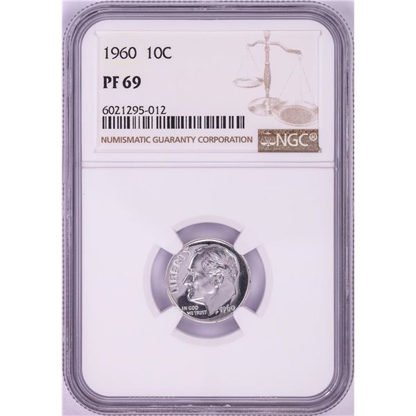 1960 Proof Roosevelt Dime Coin NGC PF69
