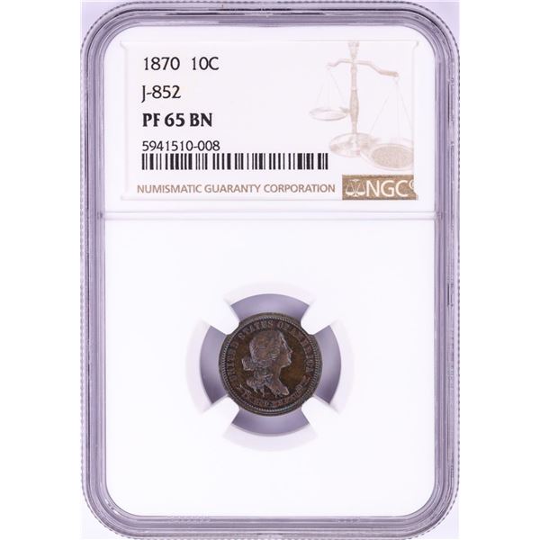 1870 Pattern Proof Standard Silver Ten Cents Coin NGC PF65BN Judd-852