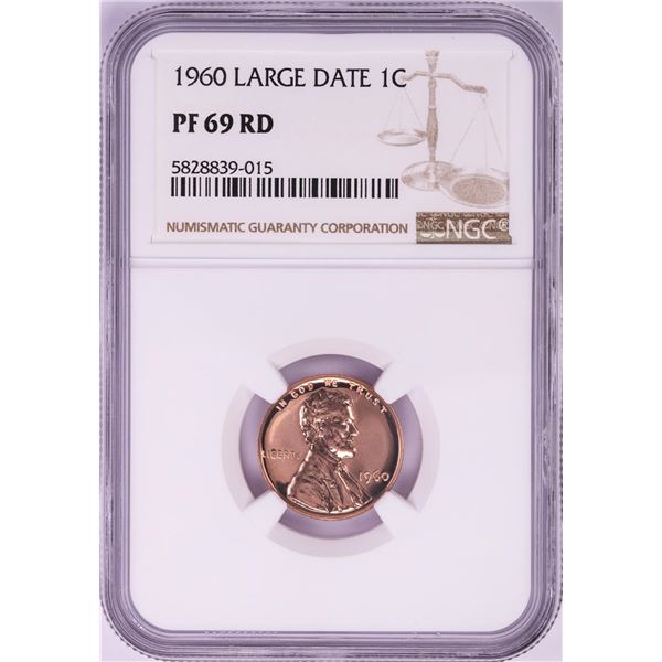 1960 Large Date Proof Lincoln Memorial Cent Coin NGC PF69RD
