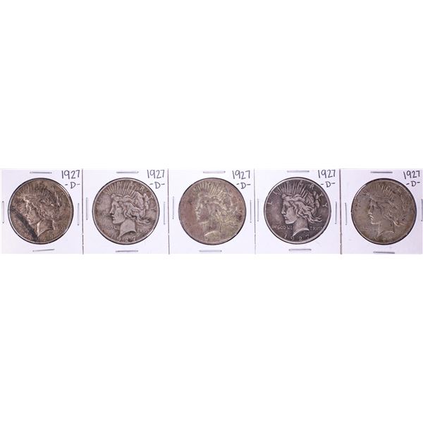 Lot of (5) 1927-D $1 Peace Silver Dollar Coins