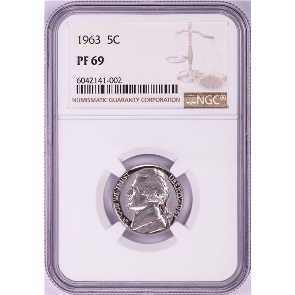 1963 Proof Jefferson Nickel Coin NGC PF69