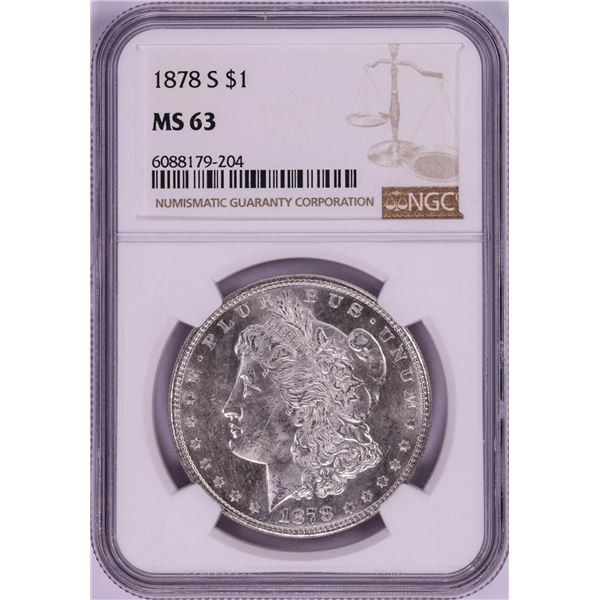 1878-S $1 Morgan Silver Dollar Coin NGC MS63