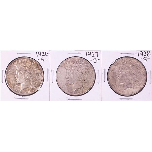 Lot of 1926-S to 1928-S $1 Peace Silver Dollar Coins