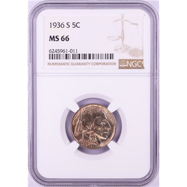 1936-S Buffalo Nickel Coin NGC MS66