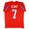 Image 1 : John Elway Authentic Signed Orange Pro Style Jersey Autographed BAS Witnessed (Beckett COA)