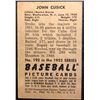 Image 2 : 1952 BOWMAN NO. 192 JOHN CUSICK  "ROOKIE"