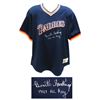 Image 1 : BENITO SANTIAGO SIGNEDPADRES MITCHELL & NESS BATTING PRACTICE JERSEY W/1987 NL ROY (SCHWARTZ COA)