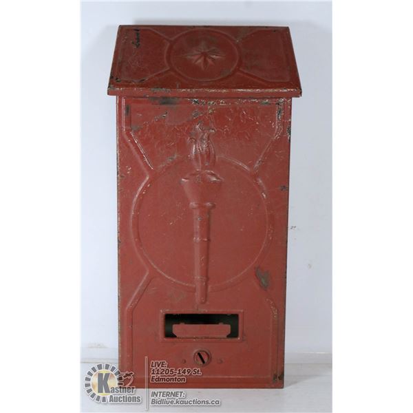 VINTAGE RED METAL MAILBOX