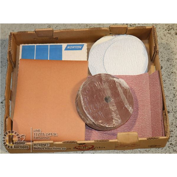 LARGE FLAT OF VARIOUS TYPES OF SANDPAPER