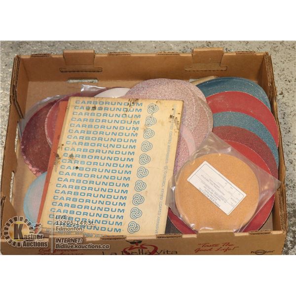 LARGE FLAT OF VARIOUS TYPES OF SANDPAPER
