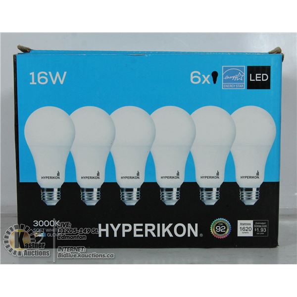 HYPERIKON A20 LED BULB 16W - 6 PACK.