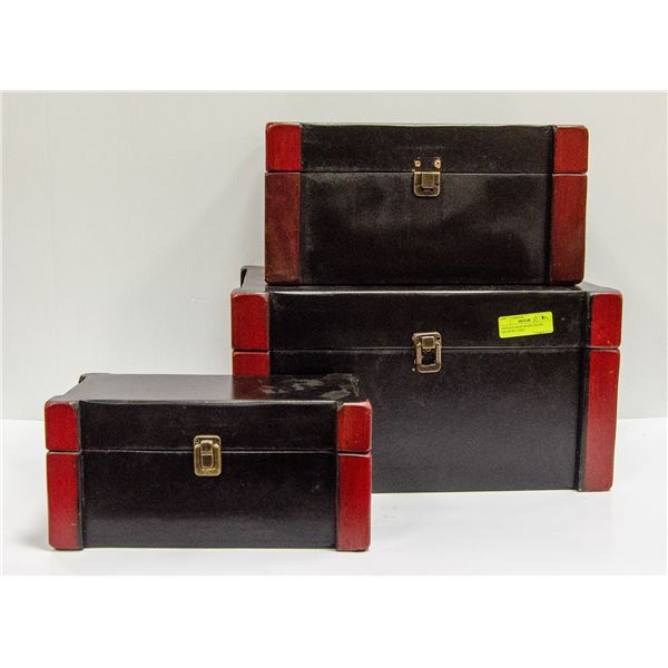 3 PIECE STACKABLE VINTAGE ASIAN WOOD TREASURE