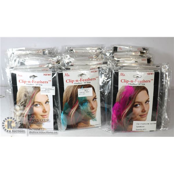 FLAT OF 180+ CLIP IN HAIR FEATHERS ASSORTED