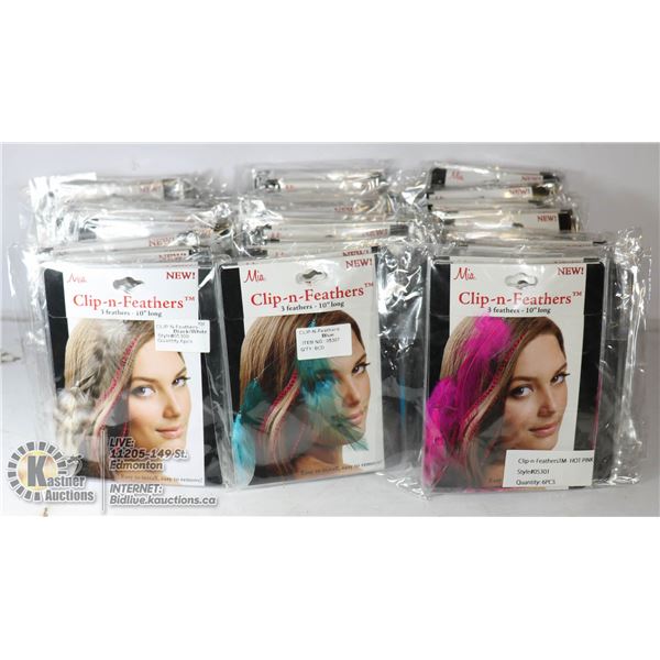 FLAT OF 180+ CLIP IN HAIR FEATHERS ASSORTED