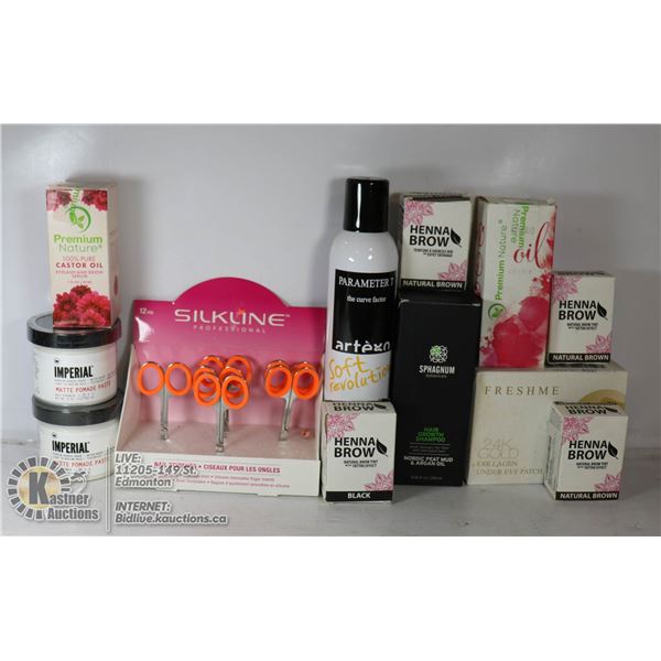 FLAT OF VARIOUS CARE PRODUCTS INLUDES MASKS AND