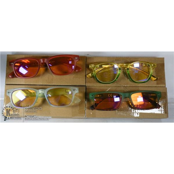 LOT OF 4 TRANSITIONAL READING GLASSES. +3.0