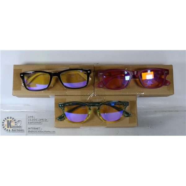 LOT OF 3 TRANSITIONAL READING GLASSES. +1.5