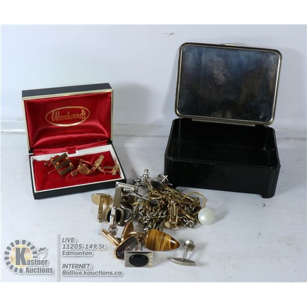 LOT OF MENS VINTAGE CUFF LINKS AND TIE PINS