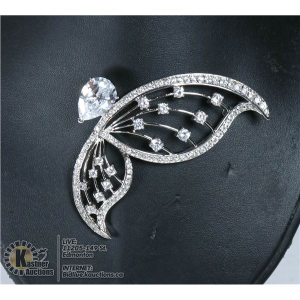 1/2 BUTTERFLY WING BROOCH W/ RHINESTONES