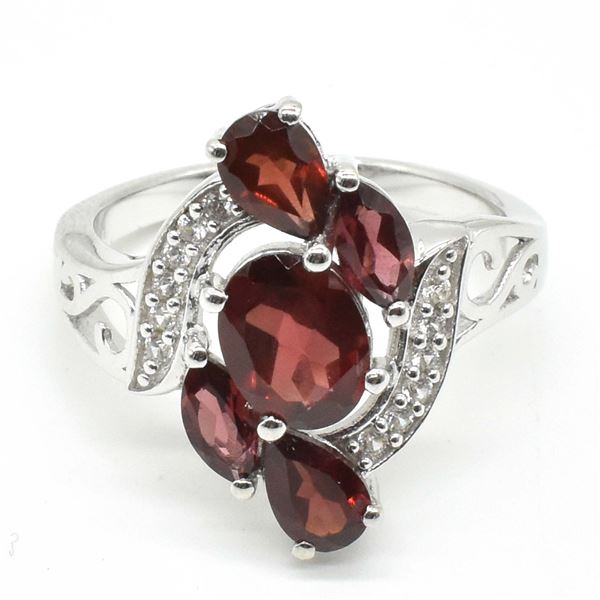 SV-52 SILVER GARNET CZ RING