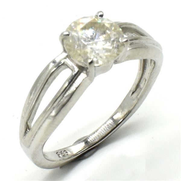 SV-58 SILVER MOISSANITE (ROUND 6.5X6.5 MM) RING