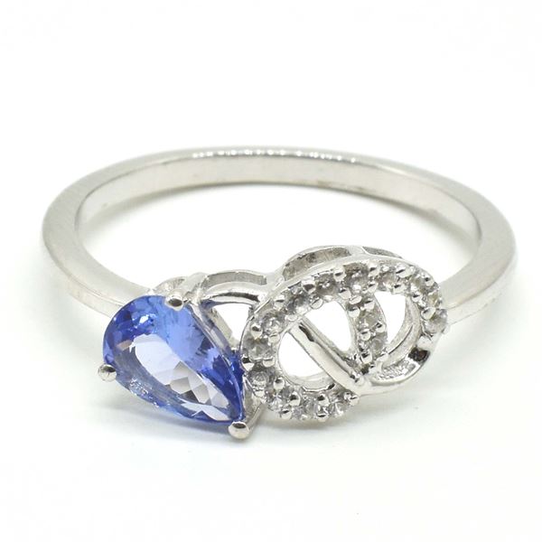 SV-61 SILVER TANZANITE WHITE TOPAZ RING