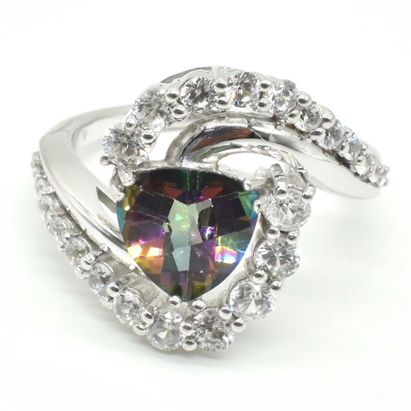 SV-64 SILVER MYSTIC TOPAZ CZ RING