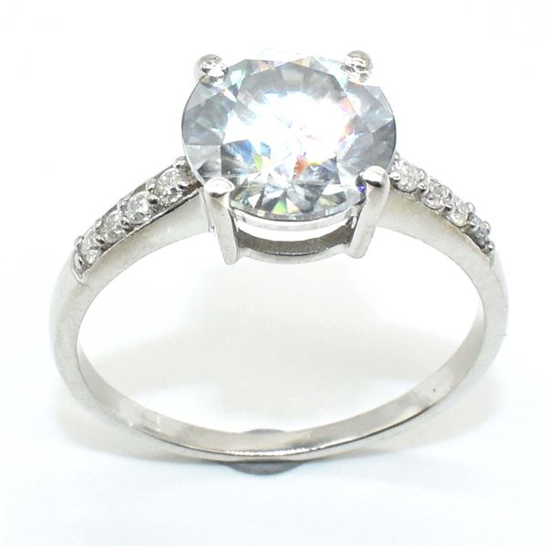 SV-70 SILVER MOISSANITE (ROUND 8 & 1.5 MM) RING