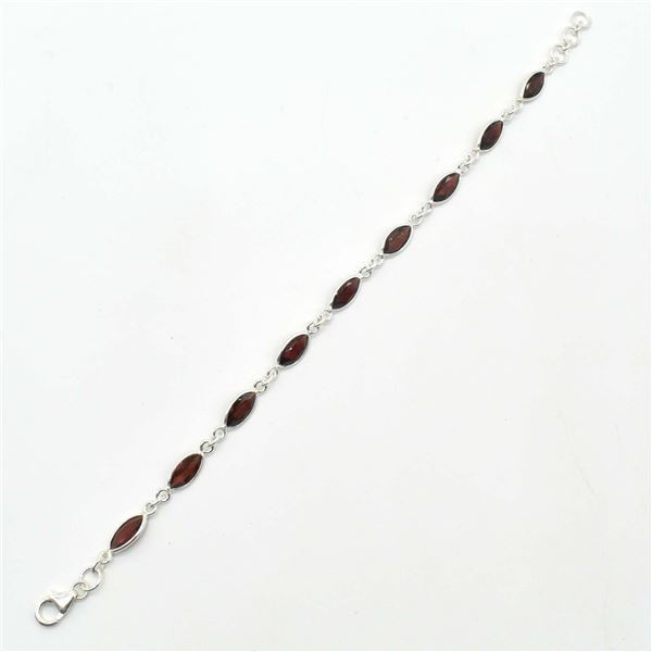 SV-74 SILVER GARNET  BRACELET