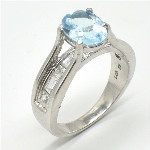 SV-79 SILVER BLUE TOPAZ CZ RING