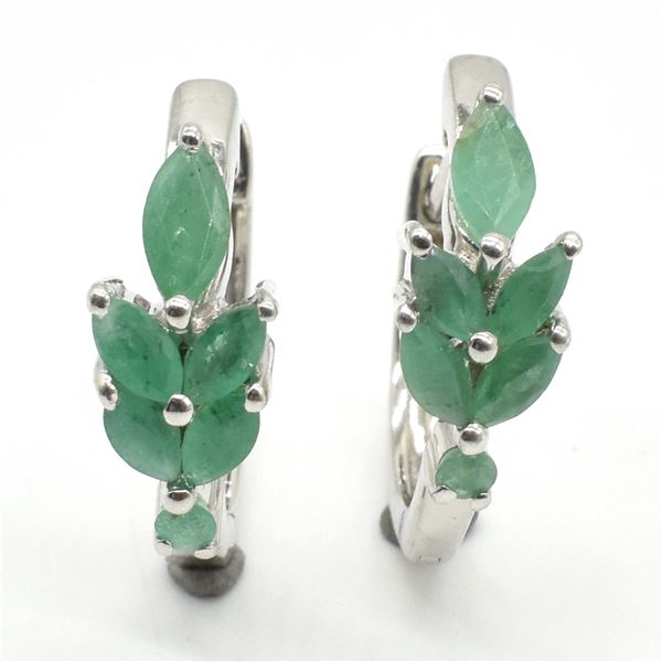 SV-87 SILVER EMERALD  EARRINGS