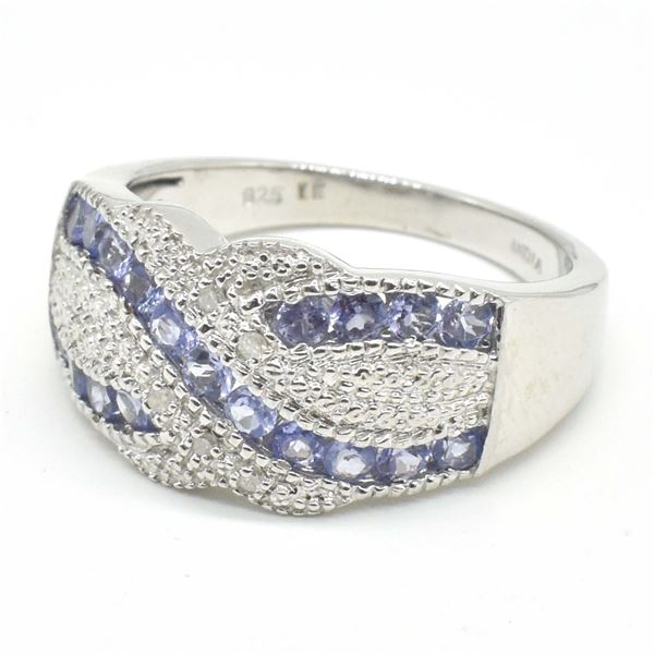 SV-90 SILVER TANZANITE CZ RING