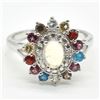 Image 1 : SV-97 SILVER MULTI COLOUR GEM STONE RING
