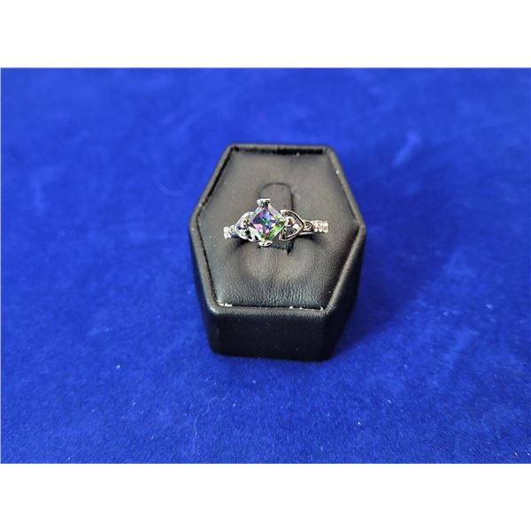 4) LAB CREATED MYSTIC TOPAZ RING SET ON THE