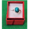 Image 1 : 7)  OVAL TURQUOISE RING SET IN 925 STAMPED