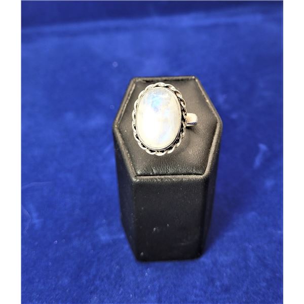 3) OVAL  MOONSTONE  RING WITH ROPE DETAIL SET