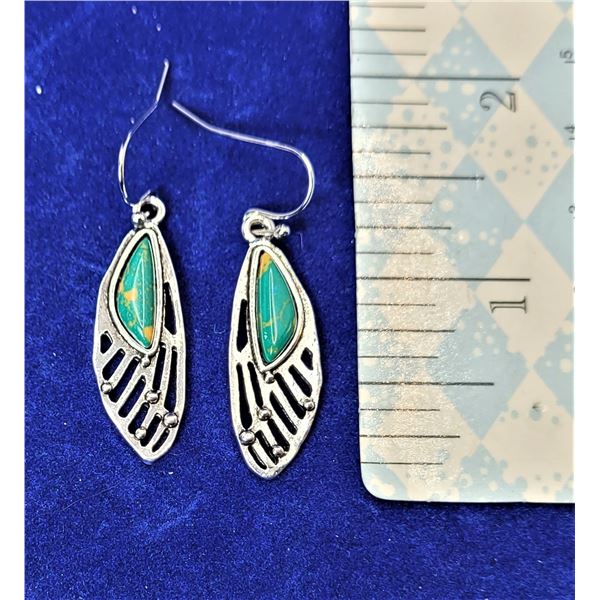 9) SILVER TONE TURQUOISE WITH OPEN WORK