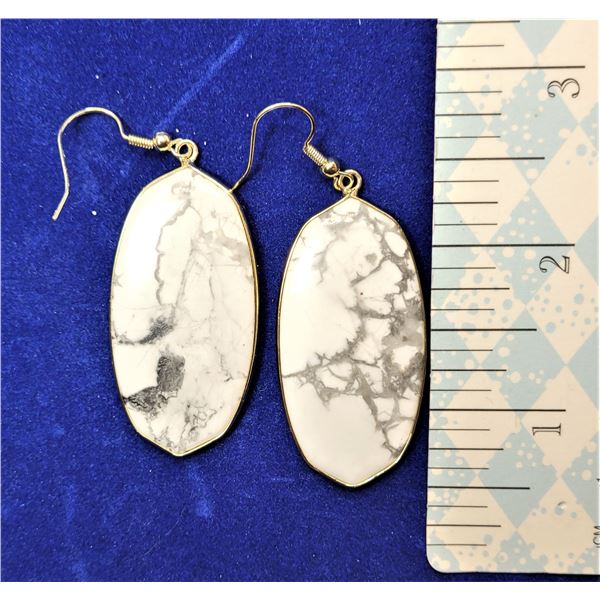 7) NATURAL WHITE TURQUOISE OVAL DROP