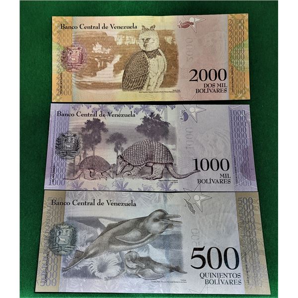 28)  LOT OF 3 VENEZUELA BANK NOTES FROM 2017.