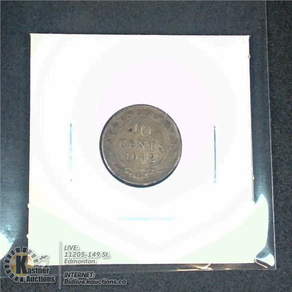 1942 NEWFOUNDLAND SILVER 10 CENT