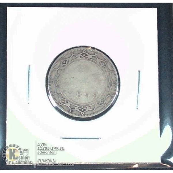 1899 VICTORIAN NEWFOUNDLAND SILVER 20 CENT