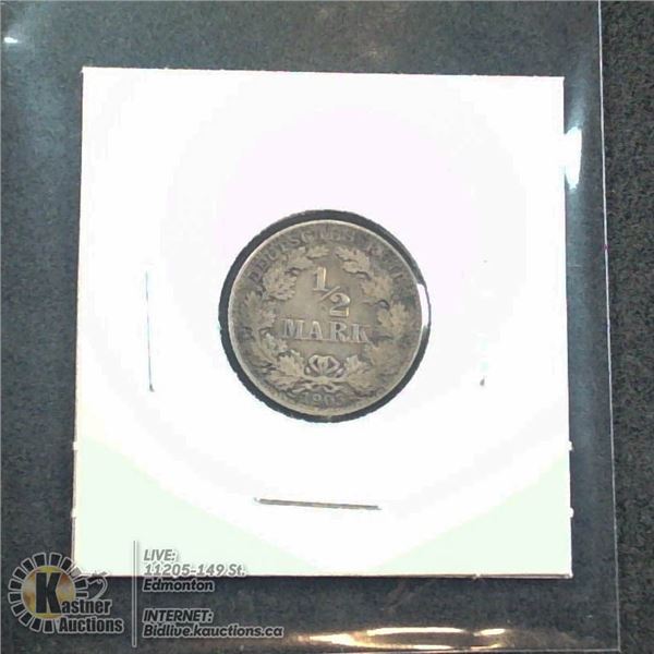 1905D GERMANY SILVER 1/2 MARK