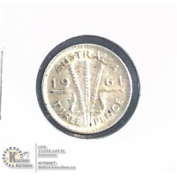 ABOUT UNCIRCULATED 1961 AUSTRALIA SILVER 3 PENCE