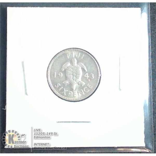 1943 FIJI SILVER 6 PENCE MINTED IN USA