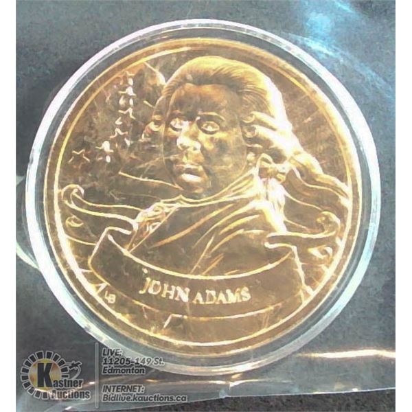 JOHN ADAMS GOLD PLATED PRESIDENTIAL MEDAL