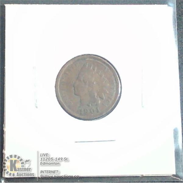 1901 USA INDIAN HEAD 1 CENT COIN