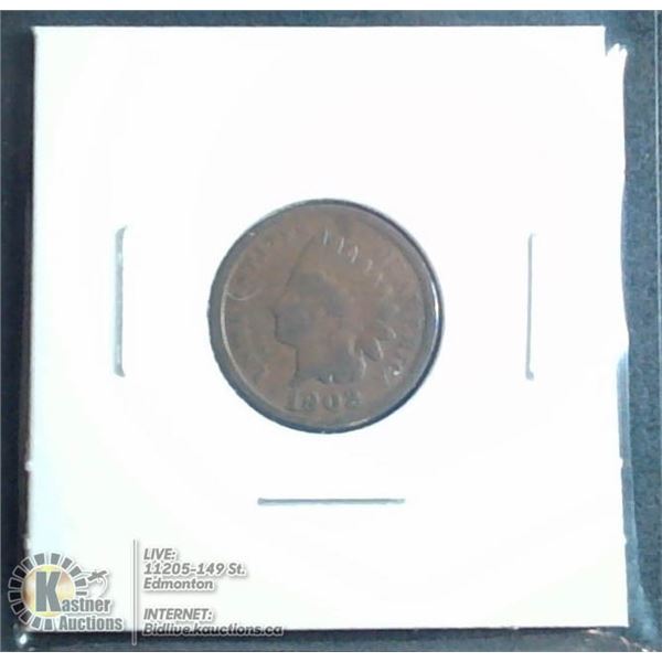1902 USA INDIAN HEAD 1 CENT COIN